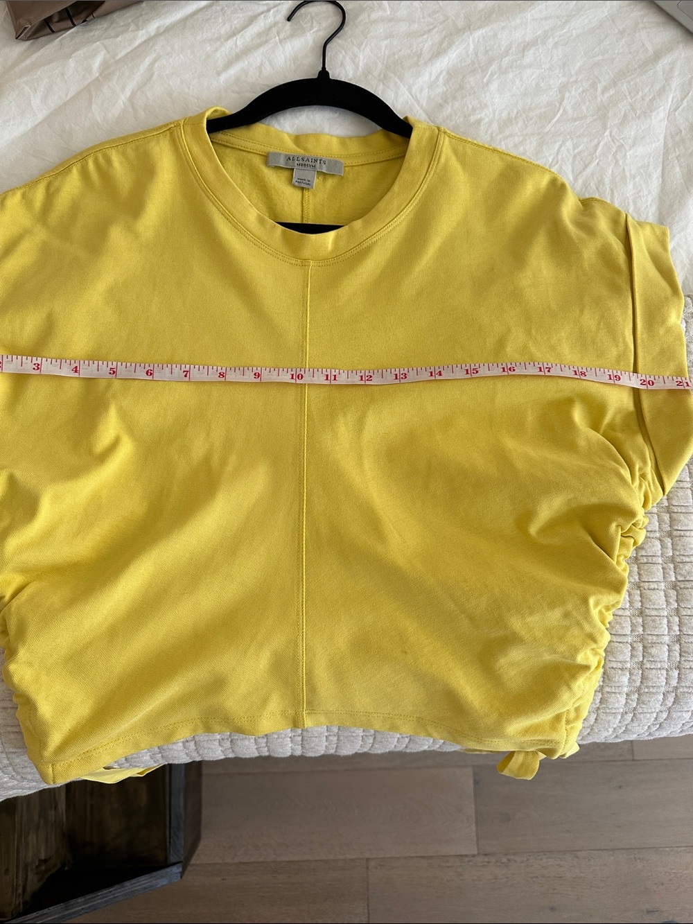 All Saints Lemon Drawstring Ruched Crop Top - Picture 9 of 10